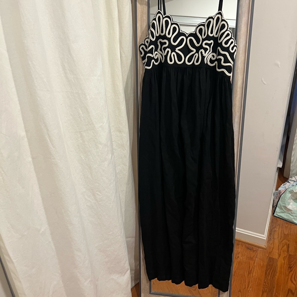 Women's Crewel Maxi A-Line Dress Embroidery & Pockets - A New Day Black XL - Picture 2 of 5